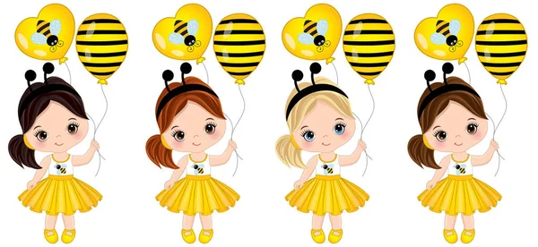 Çeşitli saç renkleri ile vektör sevimli küçük kız