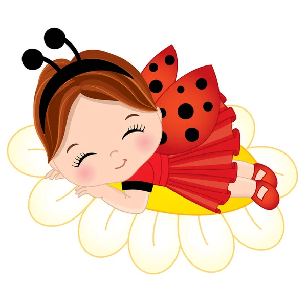 Вектор милий маленька дівчинка спить на квітці — стоковий вектор
