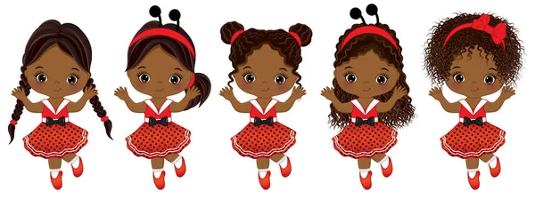 Вектор милі маленькі афроамериканські дівчата з різними зачісками — стоковий вектор