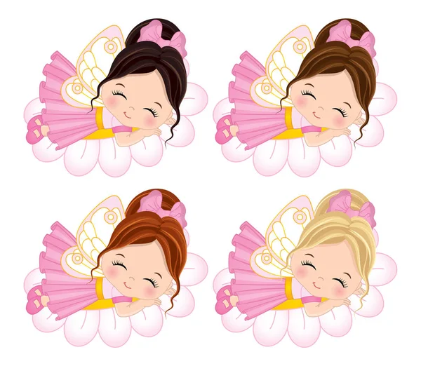 Çeşitli saç renkleri ile vektör şirin küçük periler