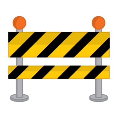 Vektör sarı, siyah ve dizili yol bariyeri