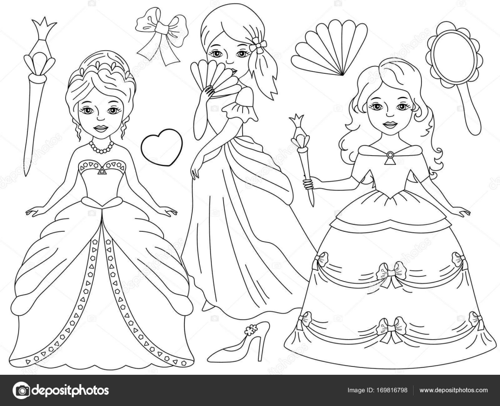Princesas dibujo niña imágenes de stock de arte vectorial | Depositphotos
