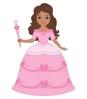 Vektör güzel Afrikalı Amerikalı Prenses sihirli değnek ile