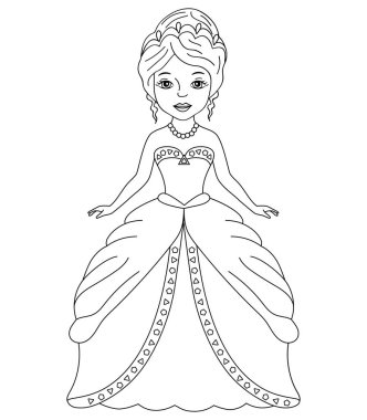 Vektör siyah ve beyaz Prenses 