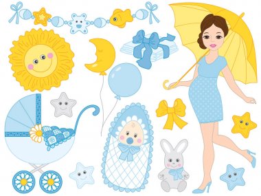 Vektör Set çocuk duş bebek için