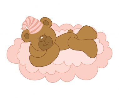 Vektör yavru ayı bir bulutun üzerinde uyuyor