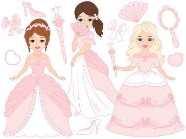 Güzel prensesler ile vektör Set