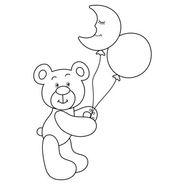 Vektör yavru ayı balonlar ile