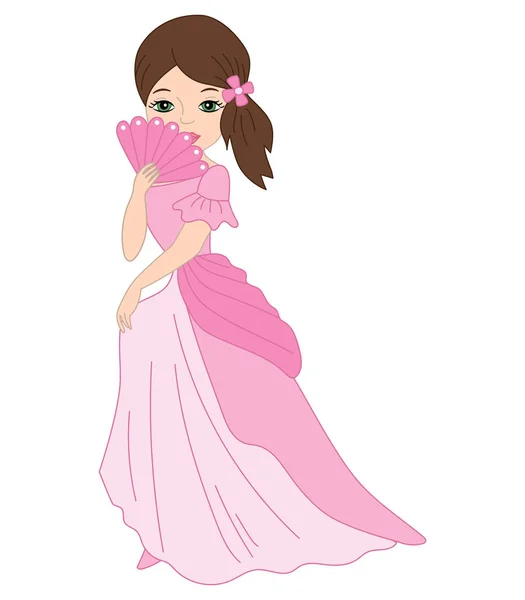 Vecteur Belle princesse avec ventilateur — Image vectorielle