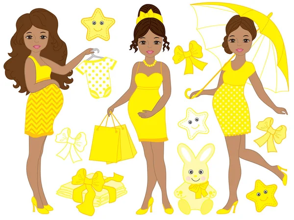 Afro-Amerikan gebe ile vektör Set