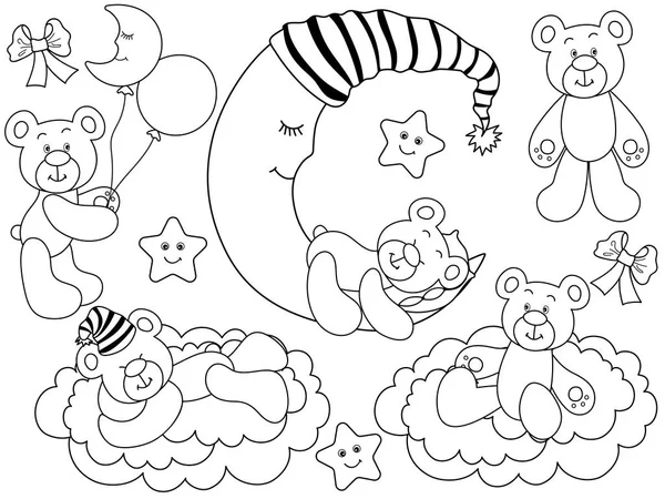 Vektör siyah ve beyaz bebek ayı ile ayarla