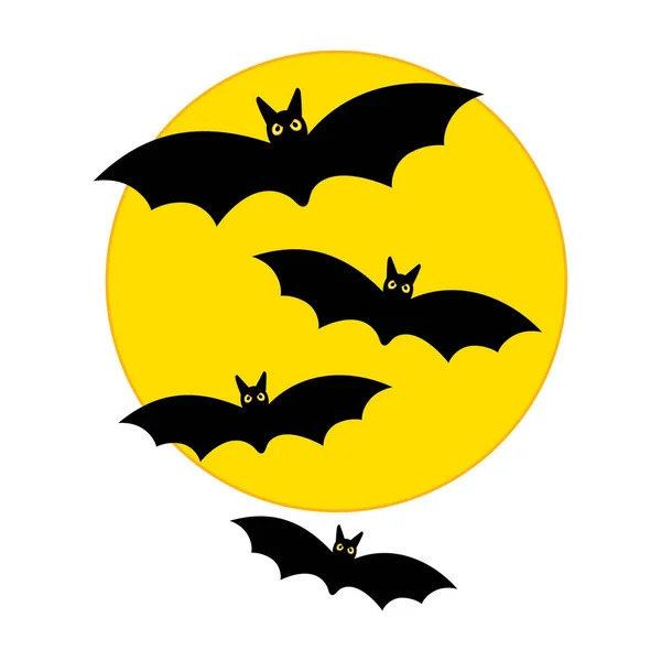 Vector Bats Flying Over the Moon — Stock Vector