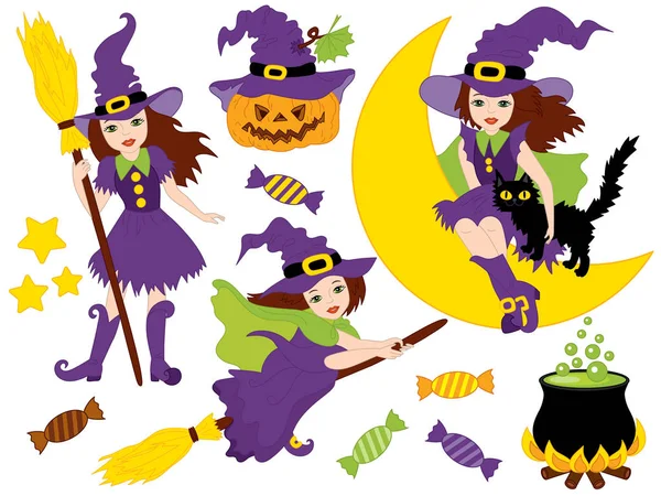 Vektör Cadılar Bayramı Cadılar kümesiyle