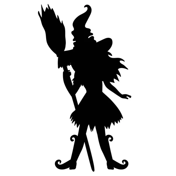 Vector Silhouette of Halloween Witch — Stock Vector