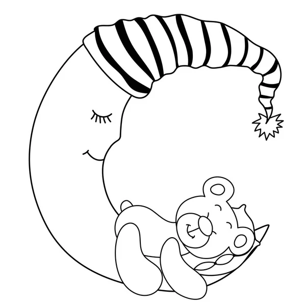 Vector bebé oso duerme en la luna — Vector de stock