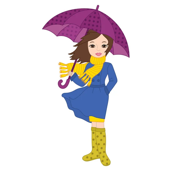 Şemsiye ile vektör kız — Stok Vektör