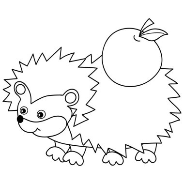 Vektör sevimli çizgi kirpi elma ile