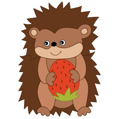 Vektör sevimli çizgi kirpi çilek ile