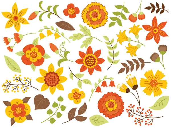 Vector de otoño conjunto floral — Archivo Imágenes Vectoriales