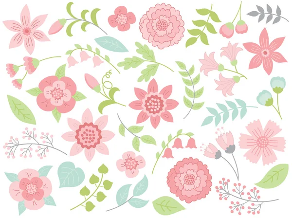 Vector conjunto floral — Archivo Imágenes Vectoriales