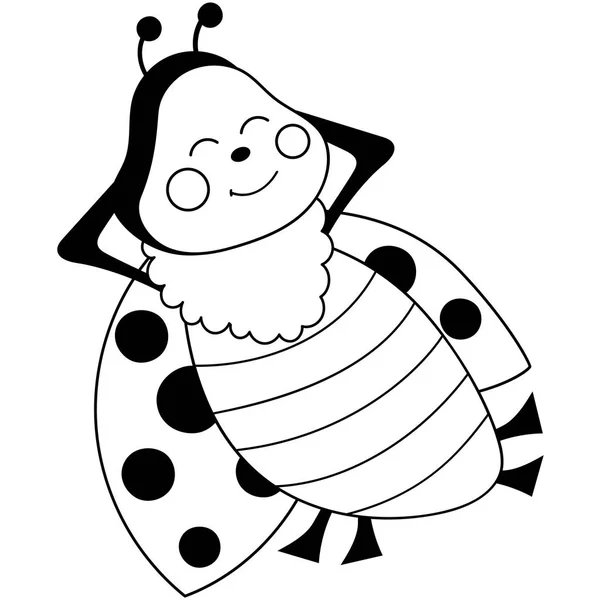 Vector Cute Cartoon Ladybug Sleeping — Stock Vector