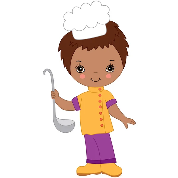 Vector Cute Little Chef afroamericano — Vector de stock