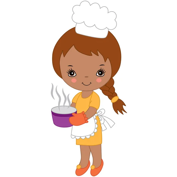 Vector Cute Little Chef afroamericano — Vector de stock