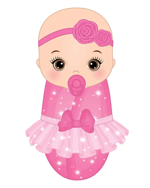 Vector bonito bebê menina vestida como princesa — Vetor de Stock