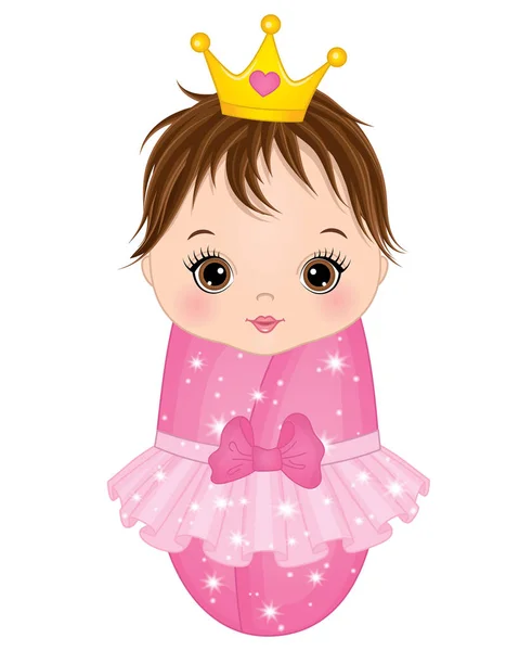 Vecteur mignon bébé fille habillé comme princesse — Image vectorielle