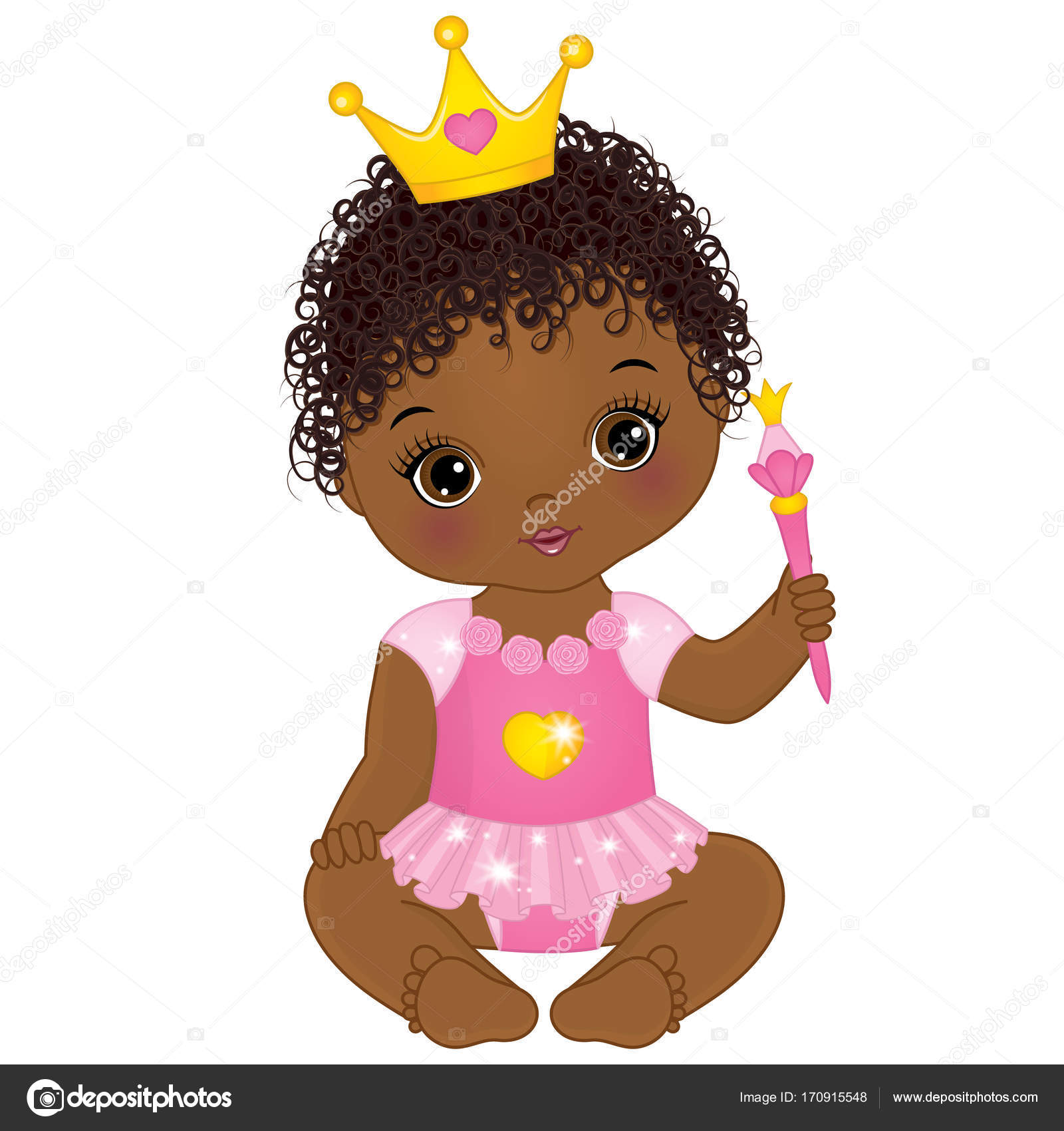 Download Vector Cute African American Baby Girl Dressed as Princess ...