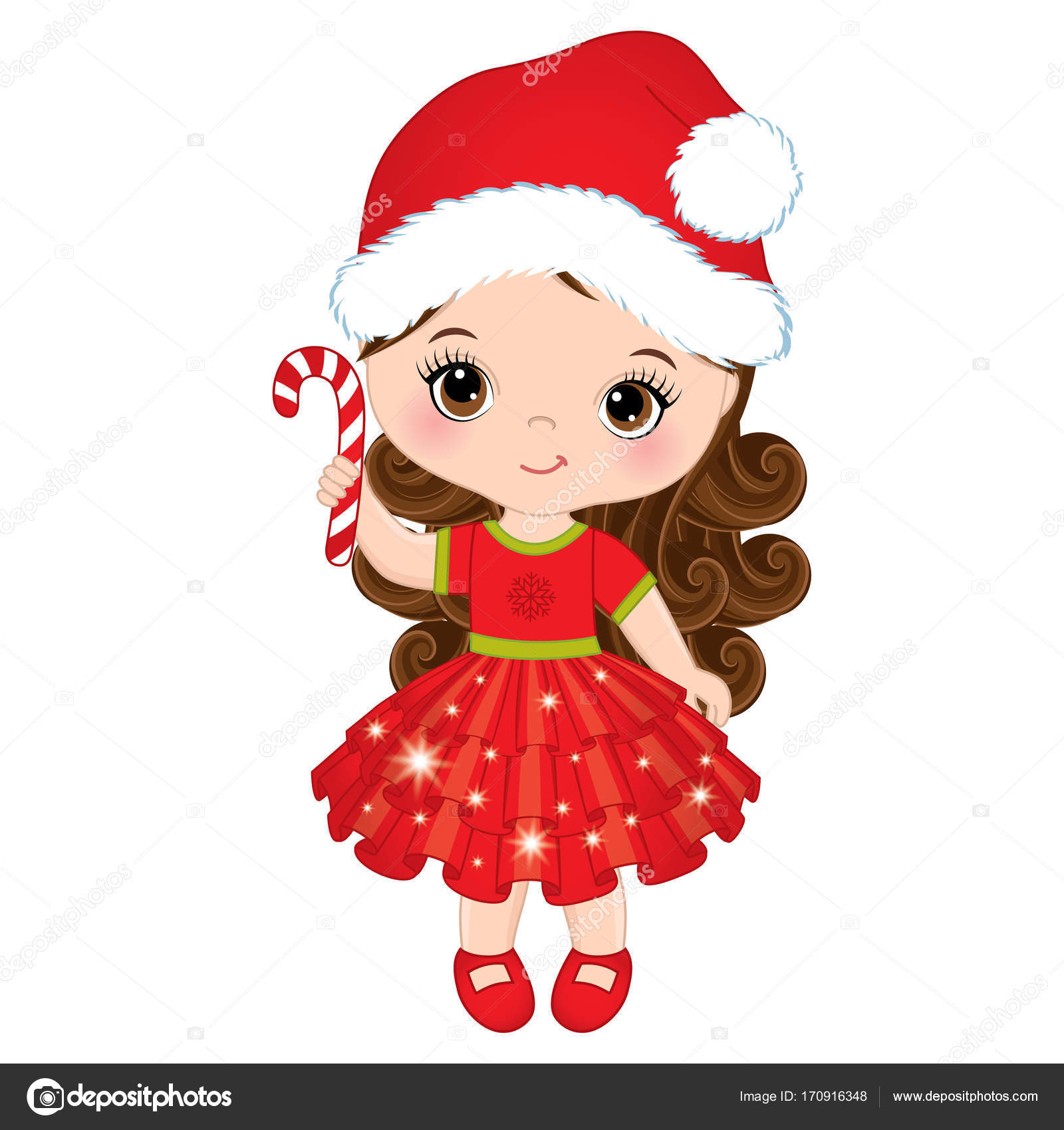 Vector Cute Little Girl Wearing Santa Hat — Stock Vector © marlenes9