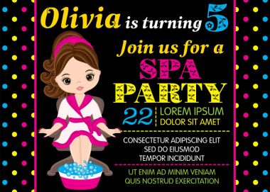 Vektör doğum günü kartı şablonu ile sevimli küçük kız