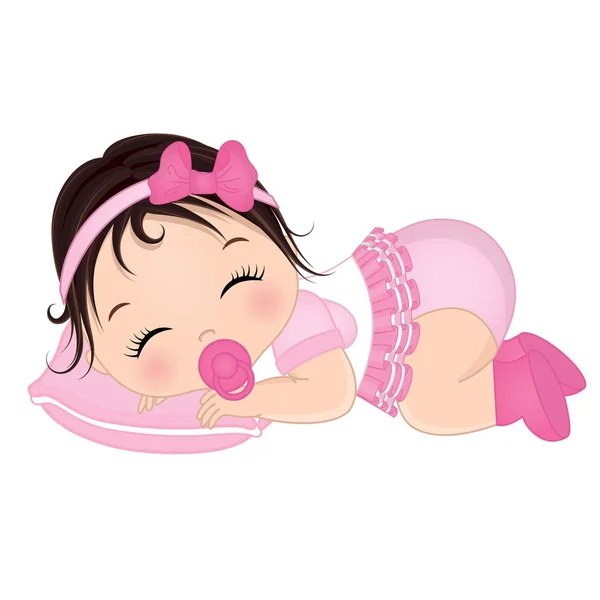 Vector Cute Baby Girl Sleeping — Stock Vector