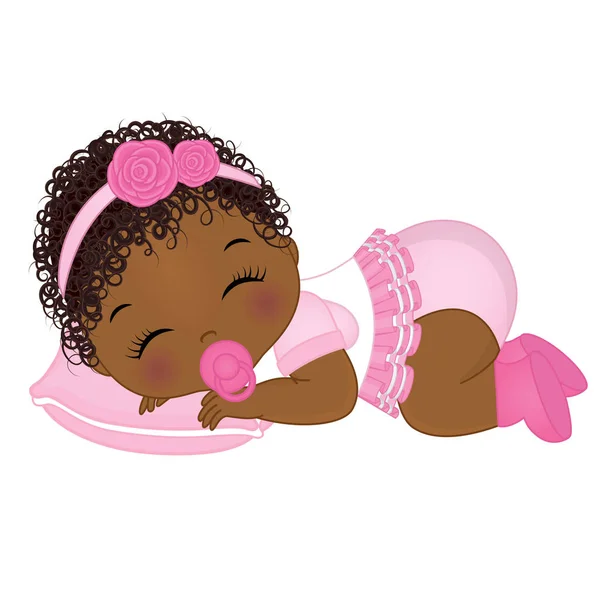 Вектор мила афроамериканська дівчинка спить — стоковий вектор