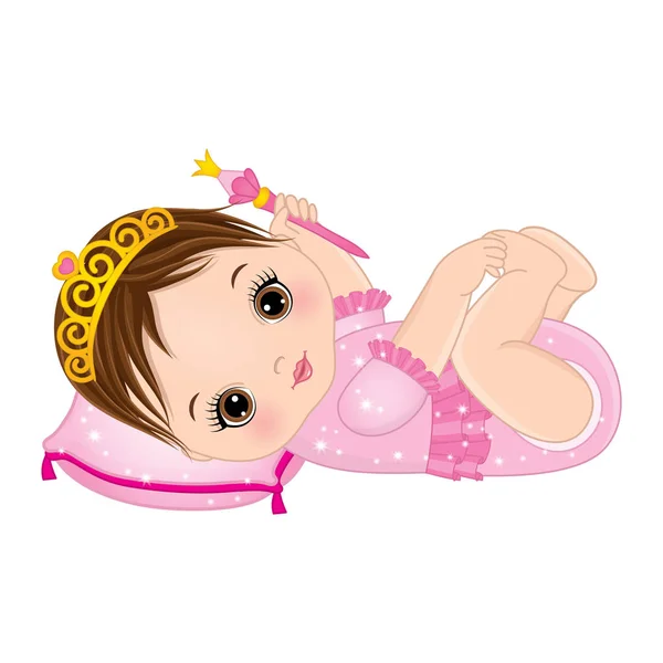 Vector lindo bebé niña vestidos como princesa — Vector de stock