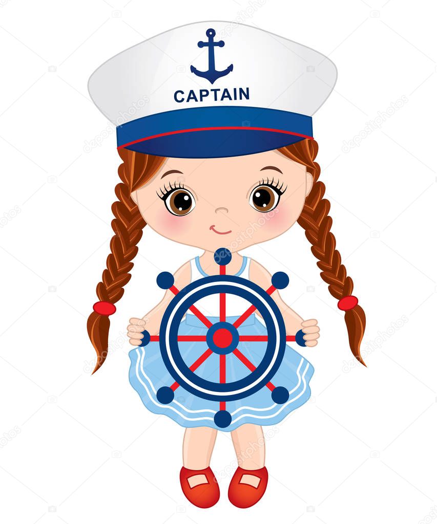 Cute Little Girl Wearing Nautical Dress 