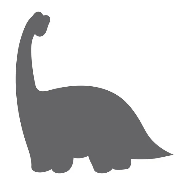 Vector Silhouette of Cute Dinosaur — Stock Vector