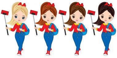 Vektör sevimli küçük kız Selfie yapma