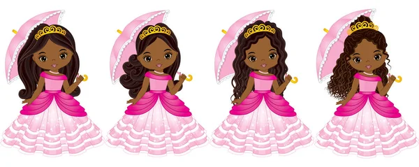 Vector Hermosas princesas afroamericanas con varios peinados — Vector de stock