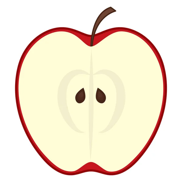 Διάνυσμα μισό κόκκινο μήλο — Διανυσματικό Αρχείο