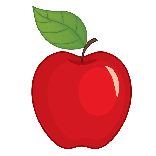Vetor maçã vermelha com folha — Vetor de Stock