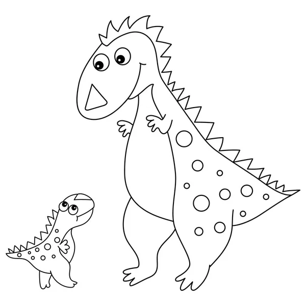 Vector söt tecknad dinosaurie med lilla bebis — Stock vektor