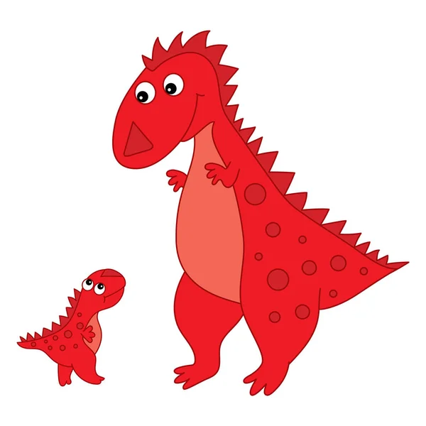 Vector söt tecknad dinosaurie med Baby — Stock vektor