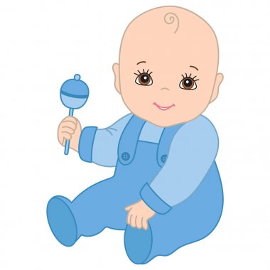 Vektör şirin bebek çıngırağı çocukla