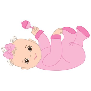Vektör Rattle ile kız bebek