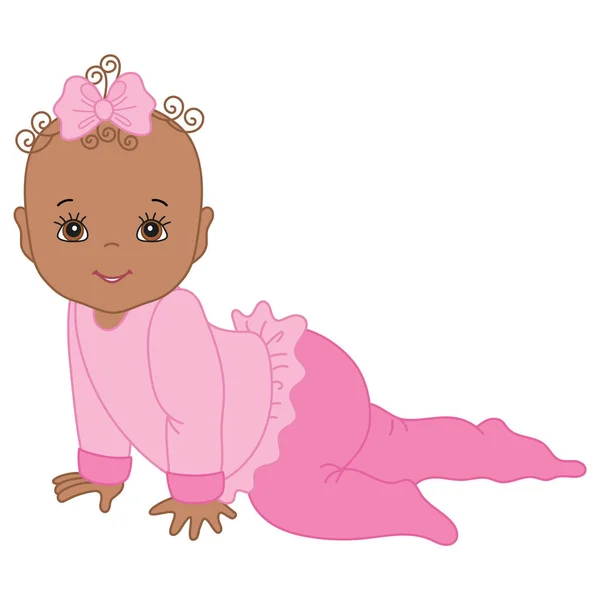 Vector aranyos afro-amerikai baba lány csúszó — Stock Vector