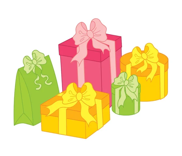 Vector Gift Boxes Decorated with Bows — Stock Vector