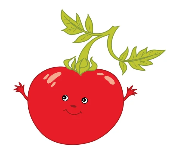 Tomate de desenho animado vetorial com rosto sorridente — Vetor de Stock