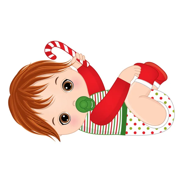 Vektor niedliche Baby Junge trägt Weihnachtskleidung — Stockvektor