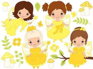 Sevimli küçük periler vektörel kümesi 